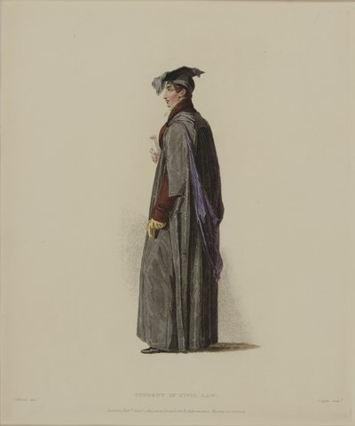 Student in burgerlijk recht, gegraveerd door J. Agar, gepubliceerd in R. Ackermann